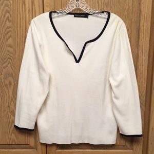 Debbie Morgan Stretch White with Black Trim Shirt
